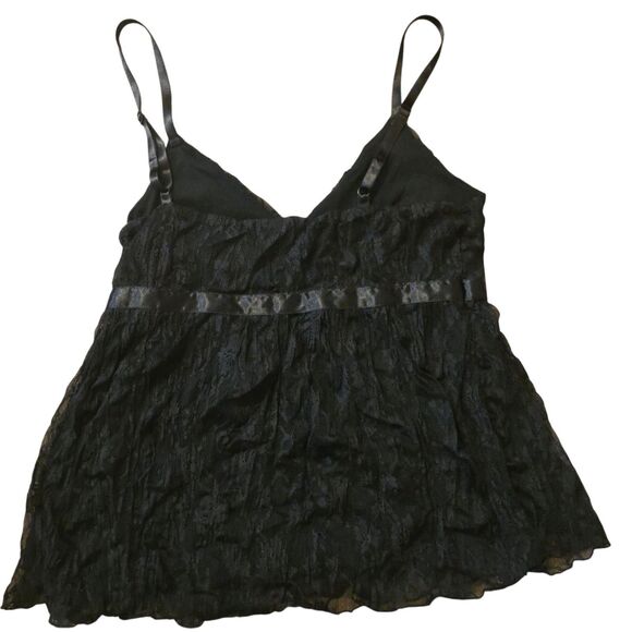 Y2K The Limited Top M Baby Doll Black Lace Witchy Fairy Grunge Goblin Nylon - Picture 2 of 6